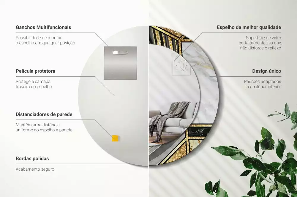 Ronde spiegel met bedrukte lijst Marmeren stijl