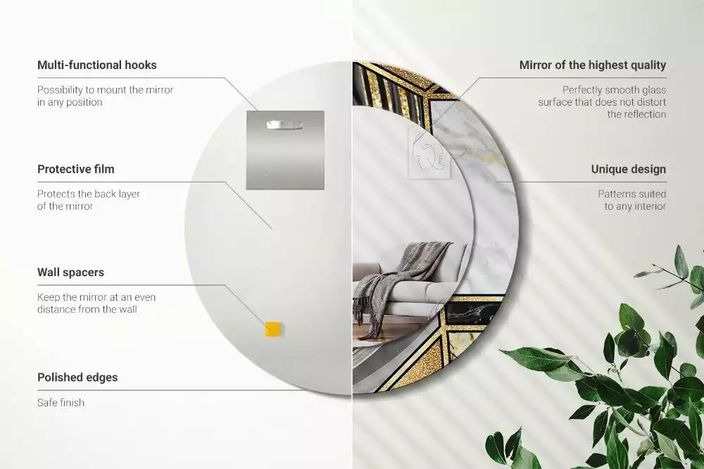 Ronde spiegel met bedrukte lijst Marmeren stijl