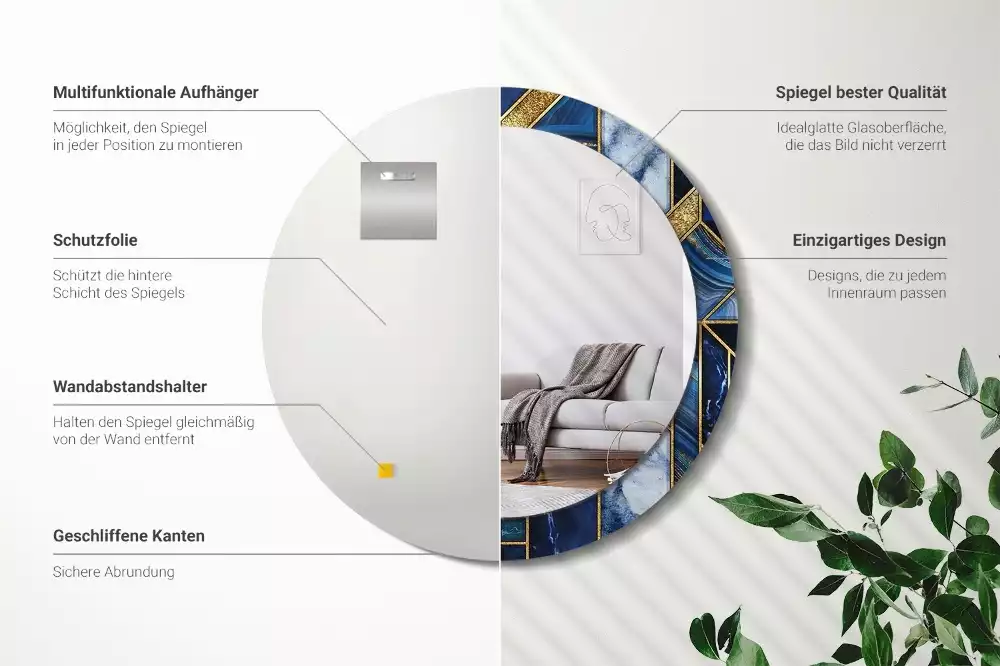 Ronde spiegel met decoratie Modern marmer