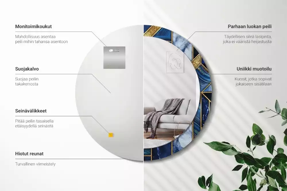 Ronde spiegel met decoratie Modern marmer