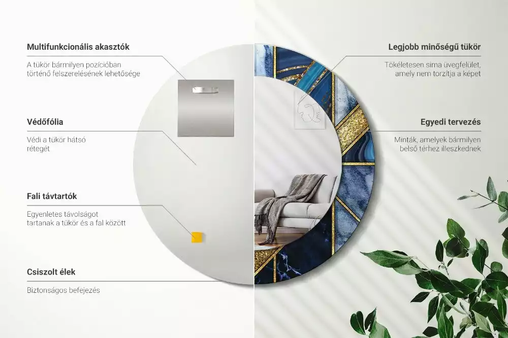 Ronde spiegel met decoratie Modern marmer