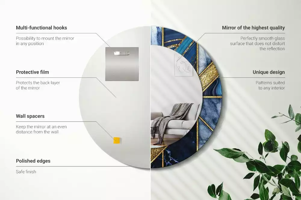 Ronde spiegel met decoratie Modern marmer