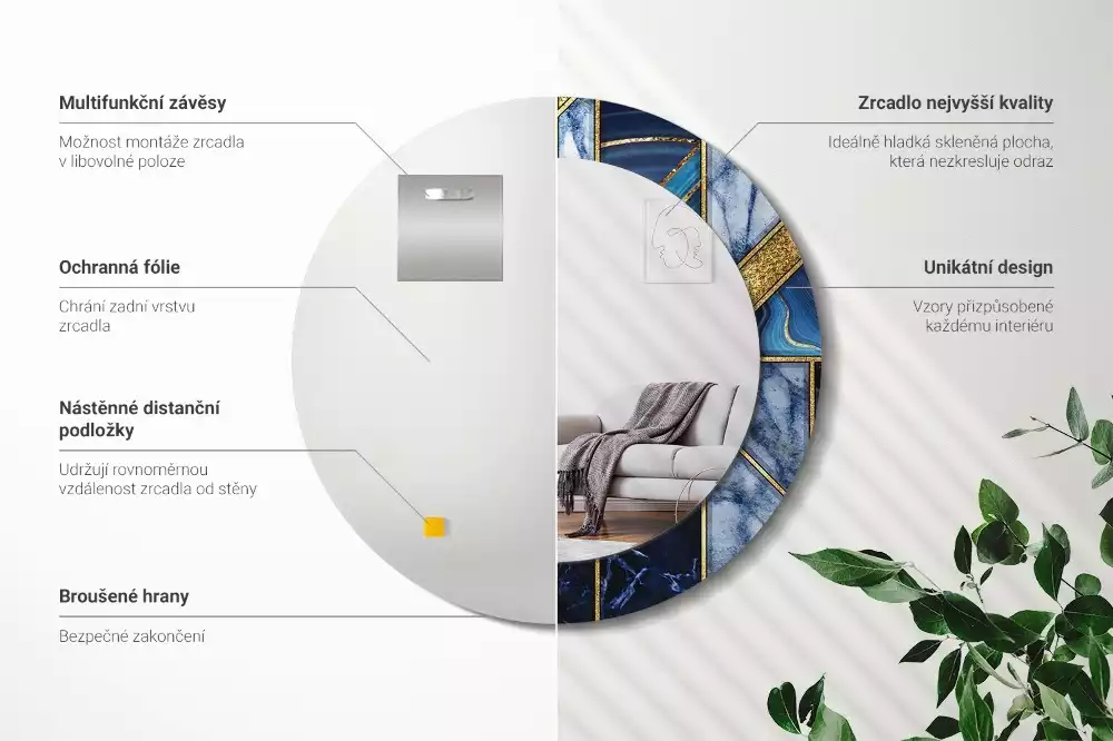 Ronde spiegel met decoratie Modern marmer