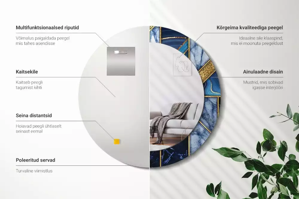 Ronde spiegel met decoratie Modern marmer