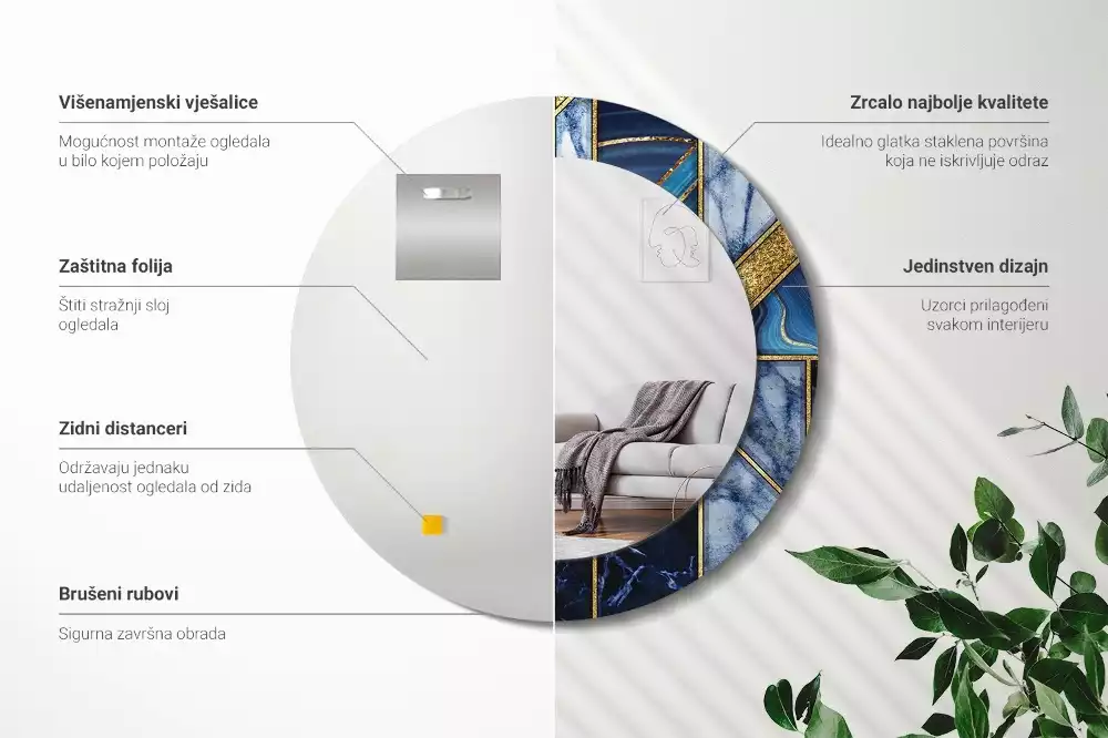 Ronde spiegel met decoratie Modern marmer