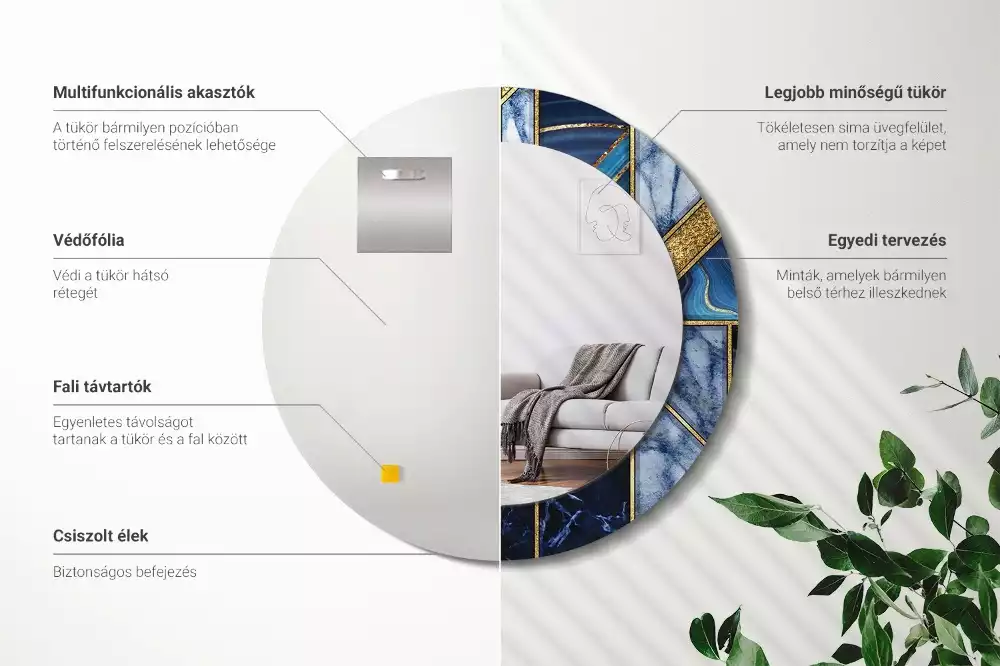 Ronde spiegel met decoratie Modern marmer