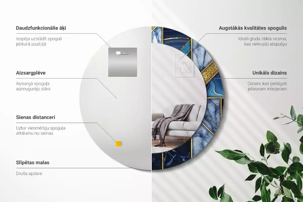 Ronde spiegel met decoratie Modern marmer