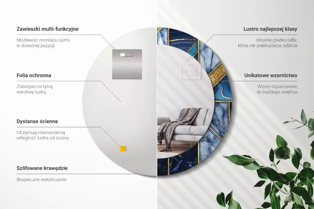 Ronde spiegel met decoratie Modern marmer