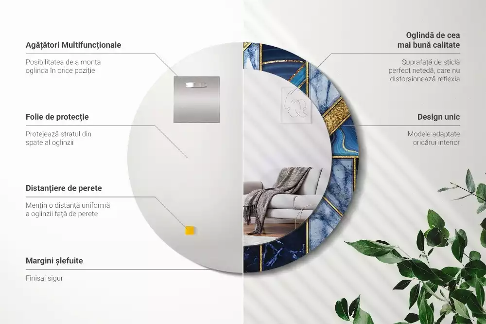 Ronde spiegel met decoratie Modern marmer