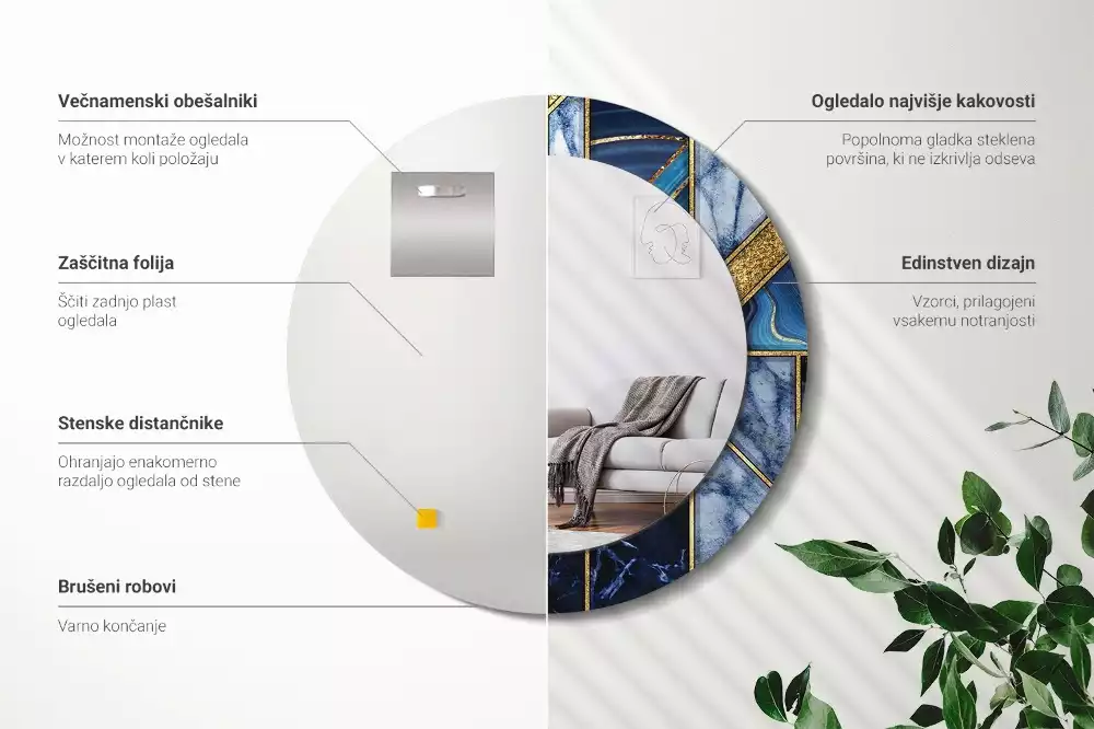 Ronde spiegel met decoratie Modern marmer