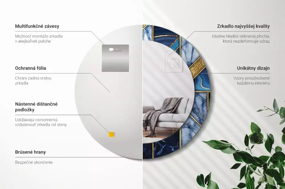 Ronde spiegel met decoratie Modern marmer