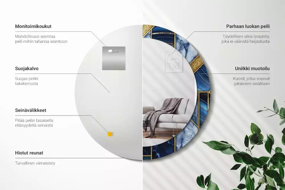 Ronde spiegel met decoratie Modern marmer