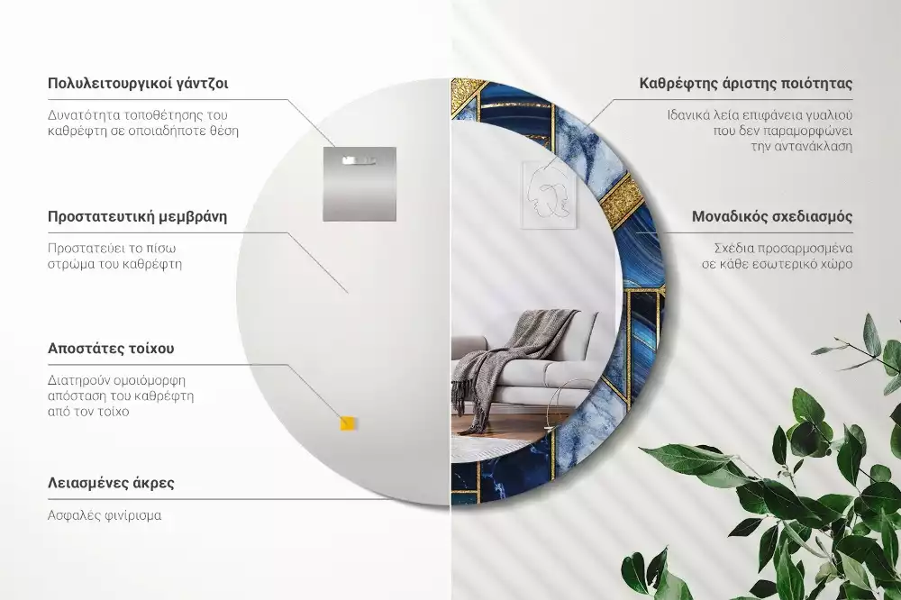 Ronde spiegel met decoratie Modern marmer