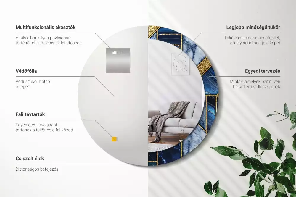 Ronde spiegel met decoratie Modern marmer