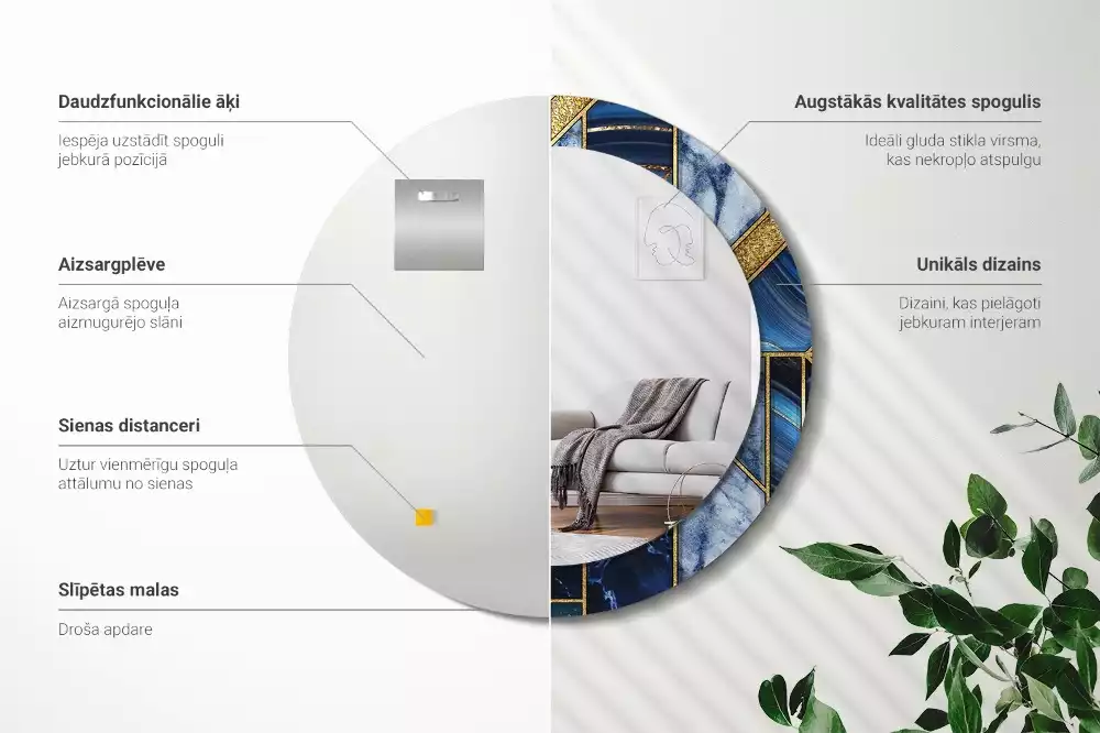 Ronde spiegel met decoratie Modern marmer