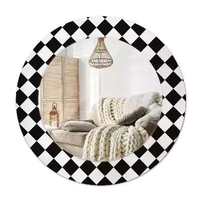 Ronde spiegel met decoratie Schaaktafel