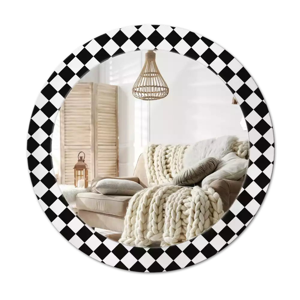Ronde spiegel met decoratie Schaaktafel
