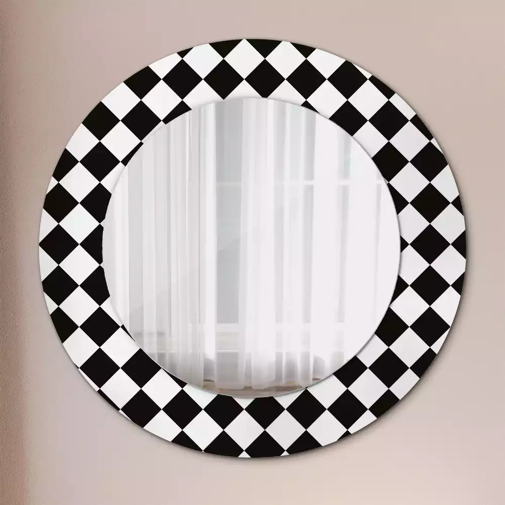 Ronde spiegel met decoratie Schaaktafel