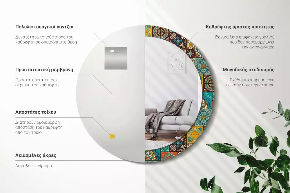 Ronde spiegel met decoratie Arabisch patroon