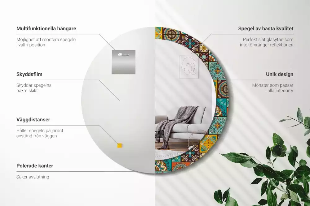 Ronde spiegel met decoratie Arabisch patroon