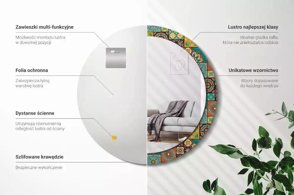 Ronde spiegel met decoratie Arabisch patroon