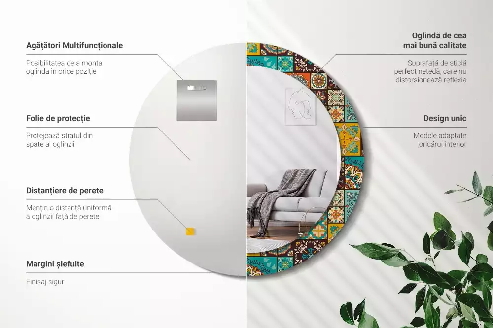 Ronde spiegel met decoratie Arabisch patroon