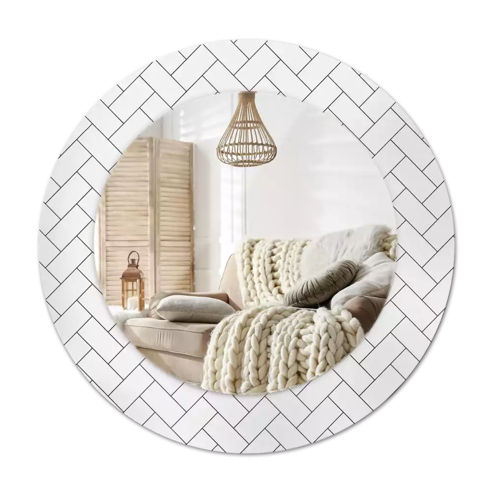 Ronde spiegel met decoratie Visgraat