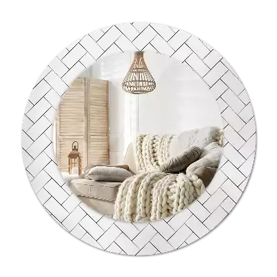 Ronde spiegel met decoratie Visgraat