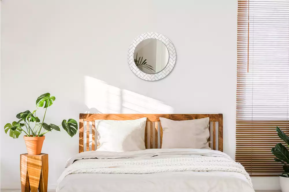 Ronde spiegel met decoratie Visgraat