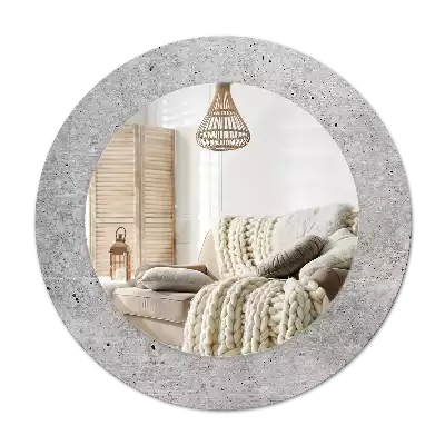 Ronde spiegel met bedrukte lijst Grijs beton