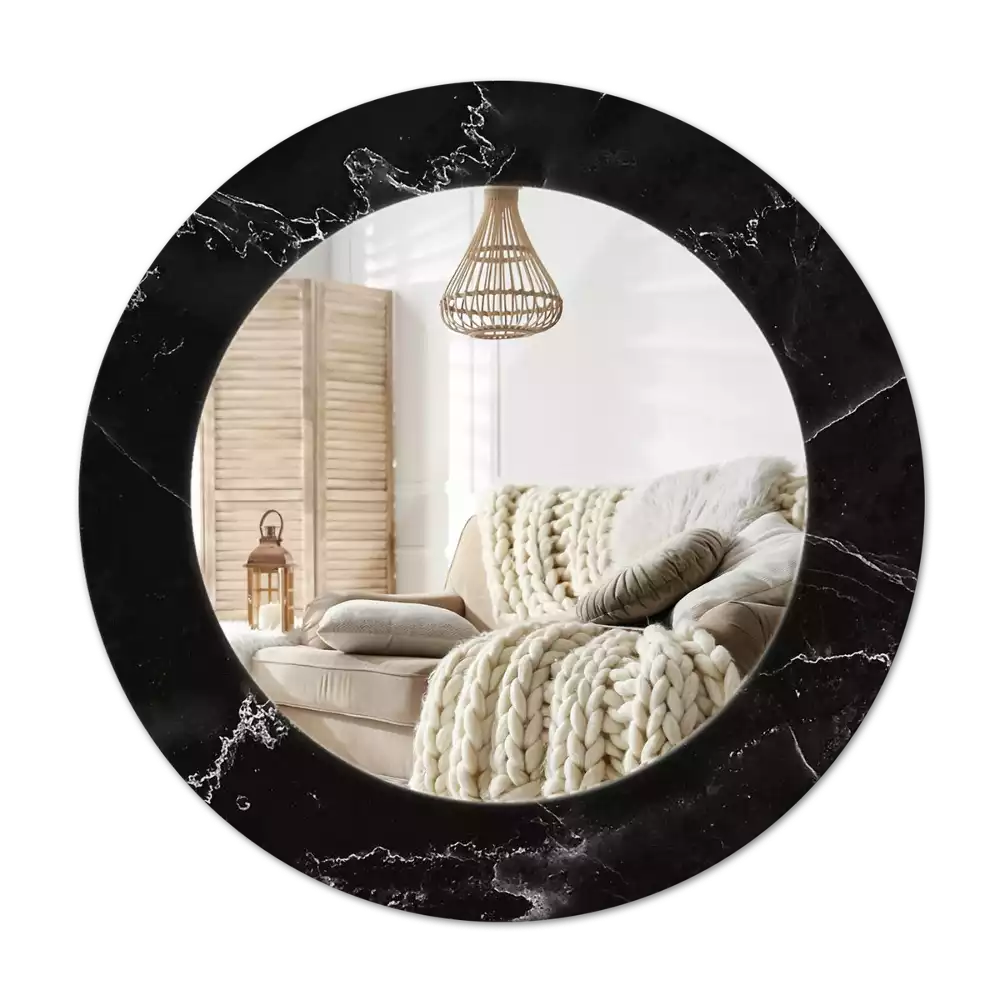 Ronde spiegel met decoratie Marmeren steen