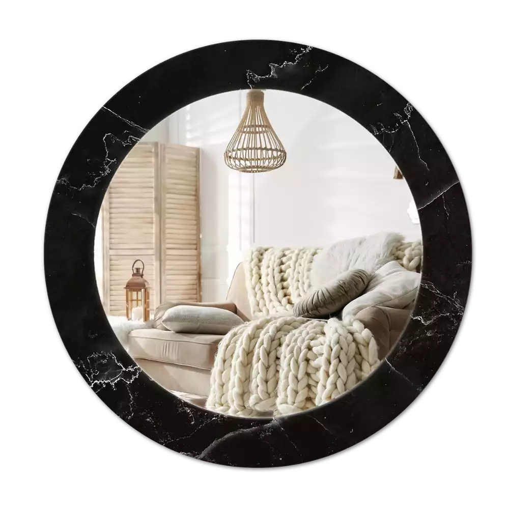 Ronde spiegel met decoratie Marmeren steen