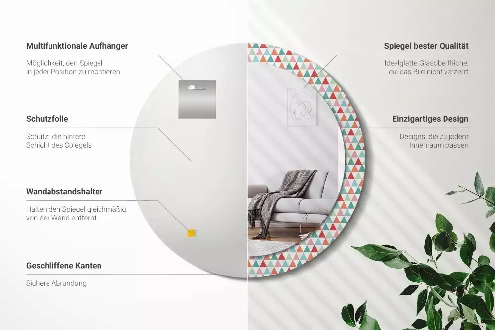 Bedrukte ronde spiegel Geometrisch patroon