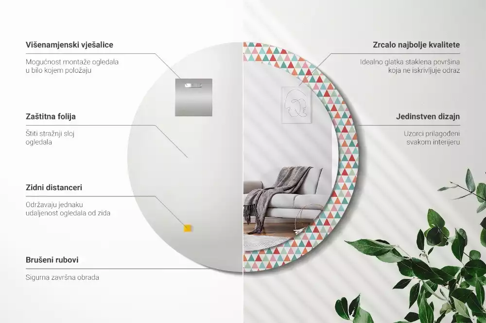 Bedrukte ronde spiegel Geometrisch patroon
