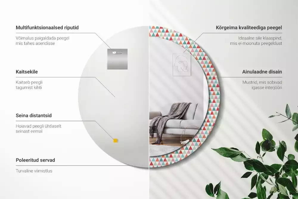 Bedrukte ronde spiegel Geometrisch patroon