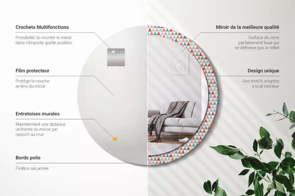 Bedrukte ronde spiegel Geometrisch patroon