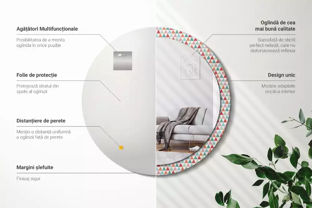 Bedrukte ronde spiegel Geometrisch patroon