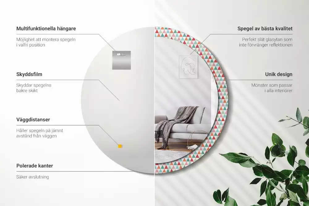 Bedrukte ronde spiegel Geometrisch patroon