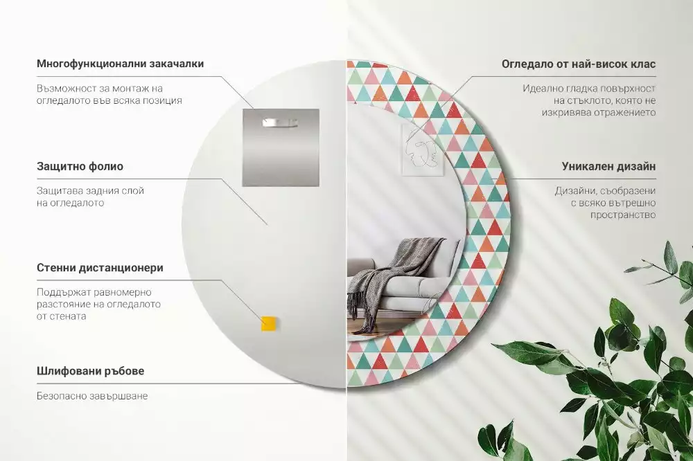 Bedrukte ronde spiegel Geometrisch patroon