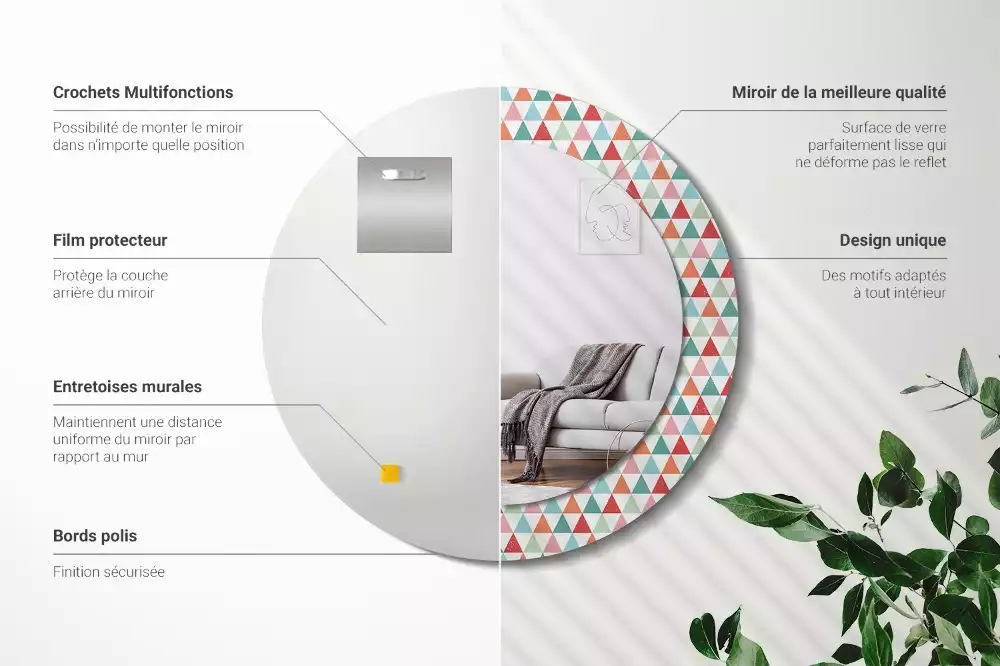 Bedrukte ronde spiegel Geometrisch patroon
