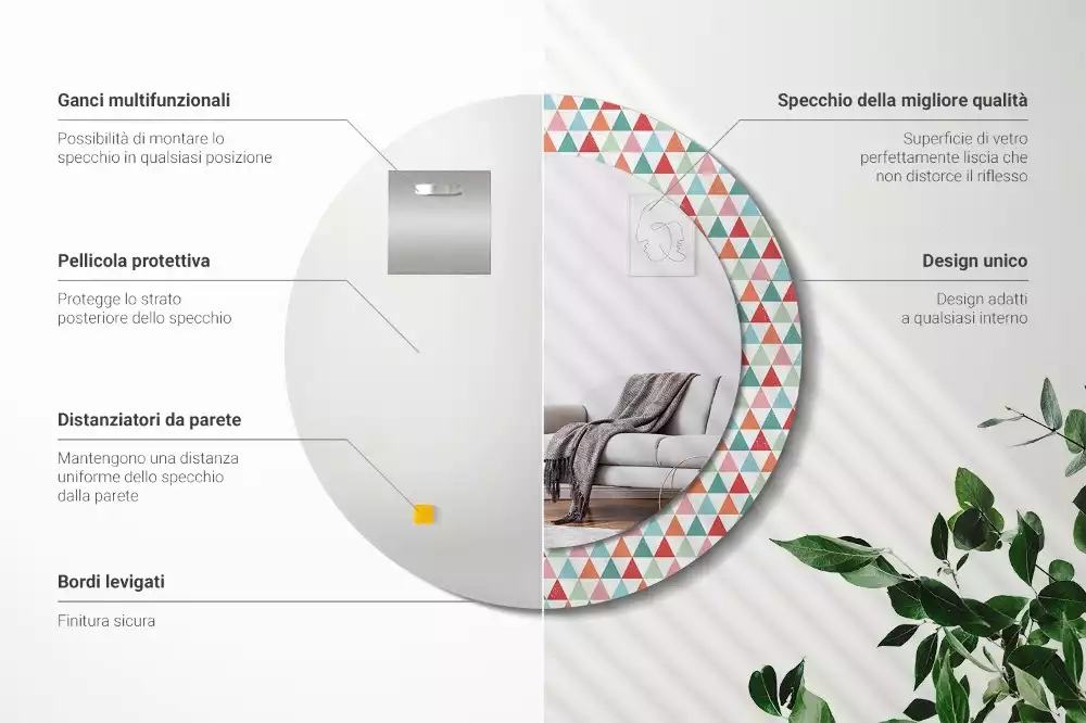 Bedrukte ronde spiegel Geometrisch patroon