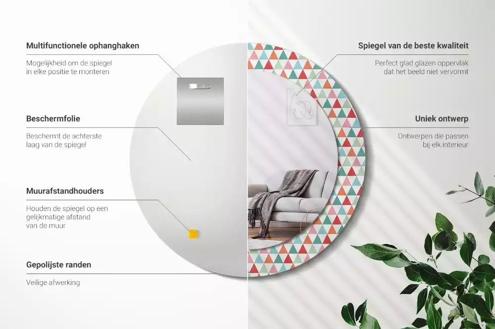Bedrukte ronde spiegel Geometrisch patroon