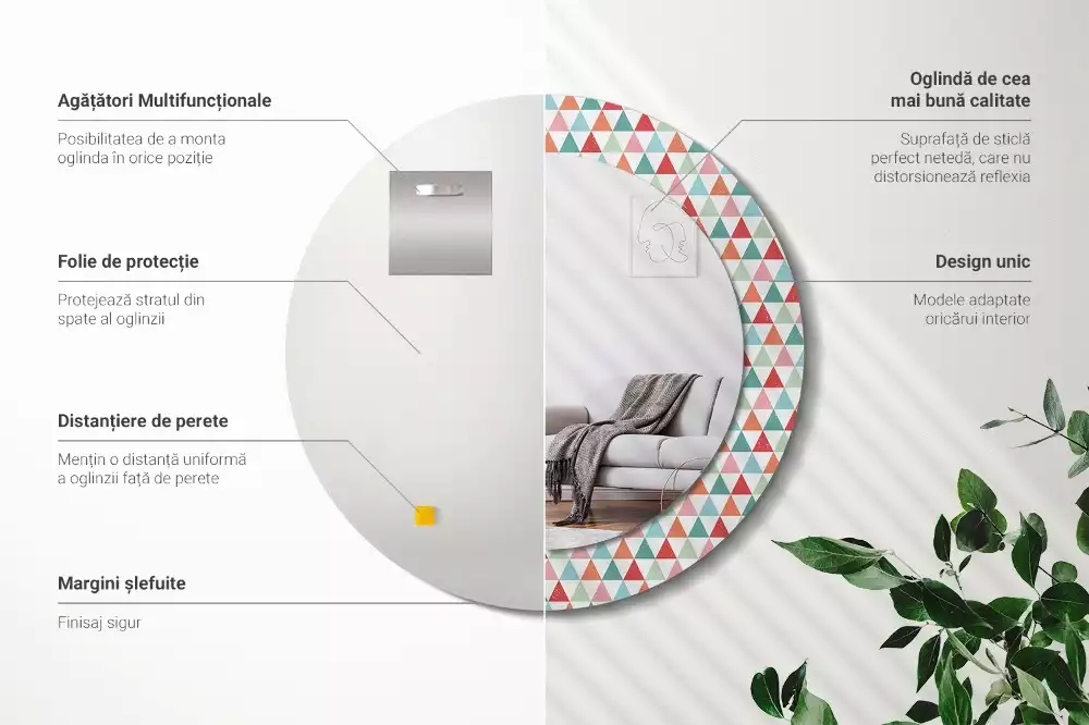 Bedrukte ronde spiegel Geometrisch patroon