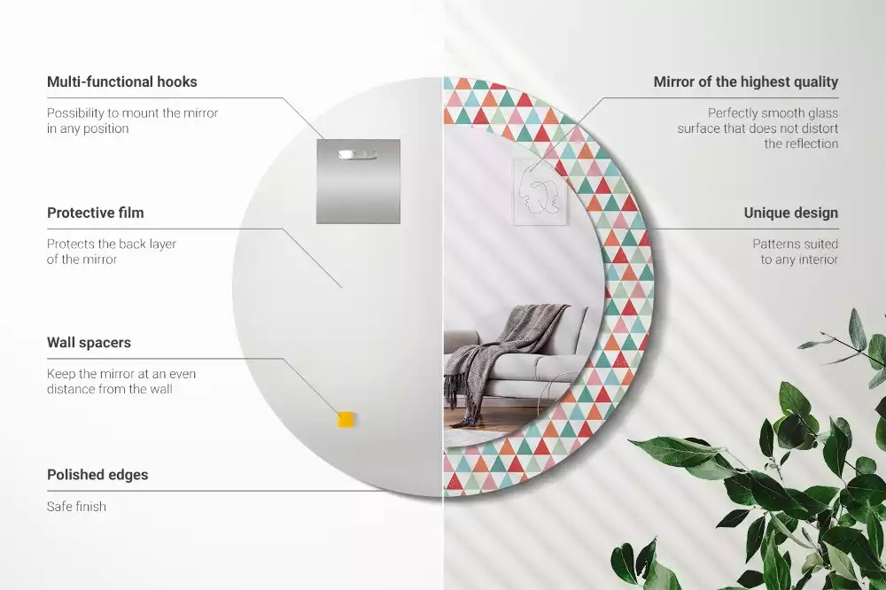 Bedrukte ronde spiegel Geometrisch patroon