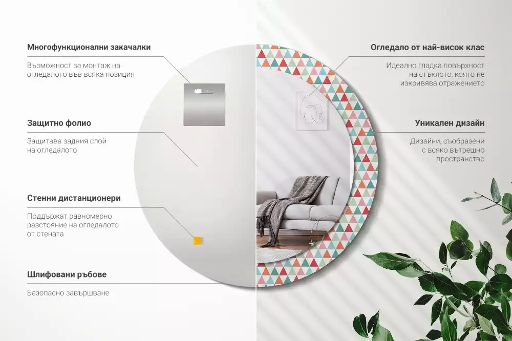 Bedrukte ronde spiegel Geometrisch patroon