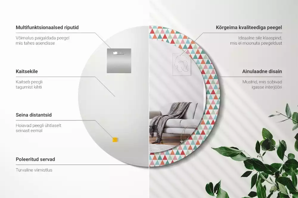 Bedrukte ronde spiegel Geometrisch patroon