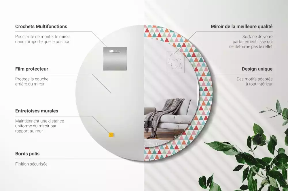 Bedrukte ronde spiegel Geometrisch patroon