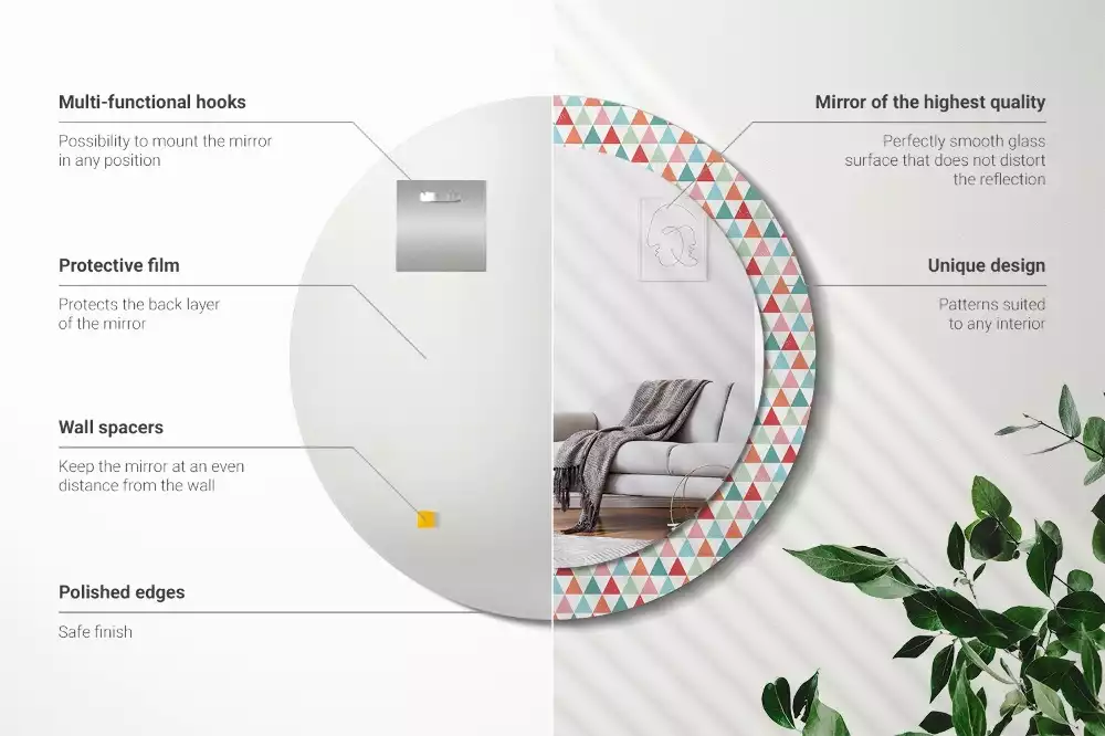 Bedrukte ronde spiegel Geometrisch patroon