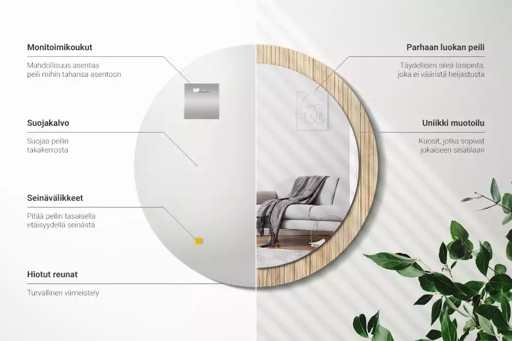 Ronde spiegel met decoratie Bamboe rietje