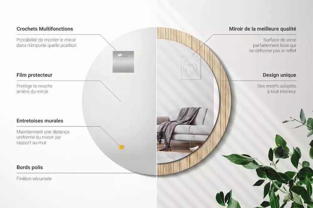 Ronde spiegel met decoratie Bamboe rietje